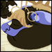 A colored drawing of a fat, anthropomorphic bee with six breasts.