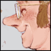 A colored profile drawing of Fiddleford from Gravity Falls, smling.