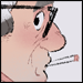 a colored sketch of ford pines from gravity falls, quizically pulling a glove off his hand, smoking. ford's sleeves are rolled up to reveal many healed scars along the hands and arm.