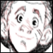 a full body sketch of a roddy mcdowall-looking character in a cassock.